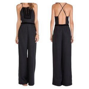 Free People Tuxedo Wide Leg Jumpsuit Black Size 0